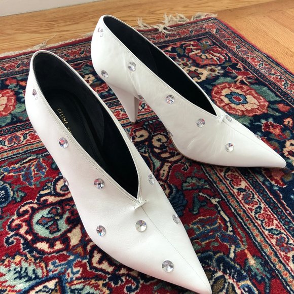 *SOLD* BNWT Celine V-Neck Crystal Embellished Pumps 38.5 - Picture 3 of 8